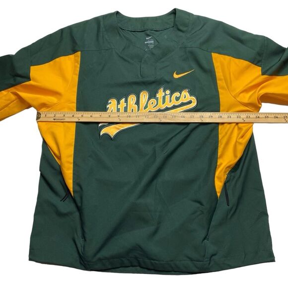 Nike Oakland A’s Green and Gold Windbreaker Jacket with High Collar - Picture 6 of 13